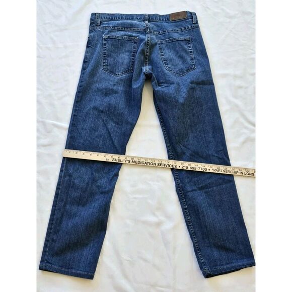 Dearborn Denim Jeans Mens 35x30 Dark Wash Blue Zip Work‎ Chicago USA Flex Pants - Picture 6 of 7